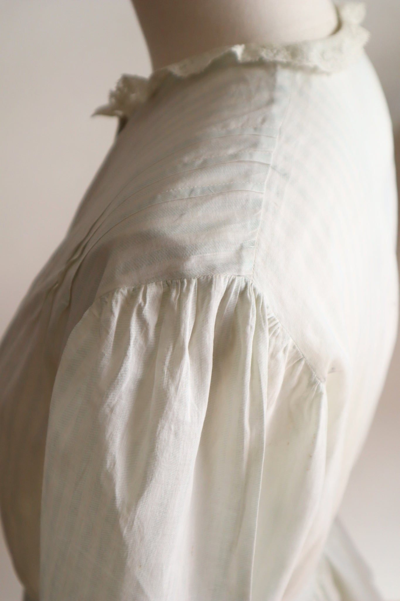 1910s Cotton Striped Lace Blouse
