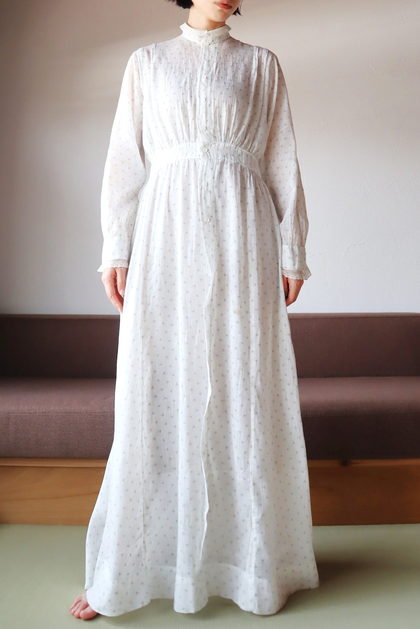 1900s~1910s White Calico Dress