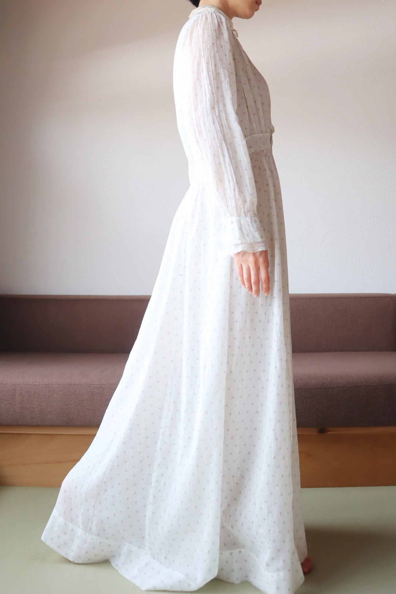 1900s~1910s White Calico Dress