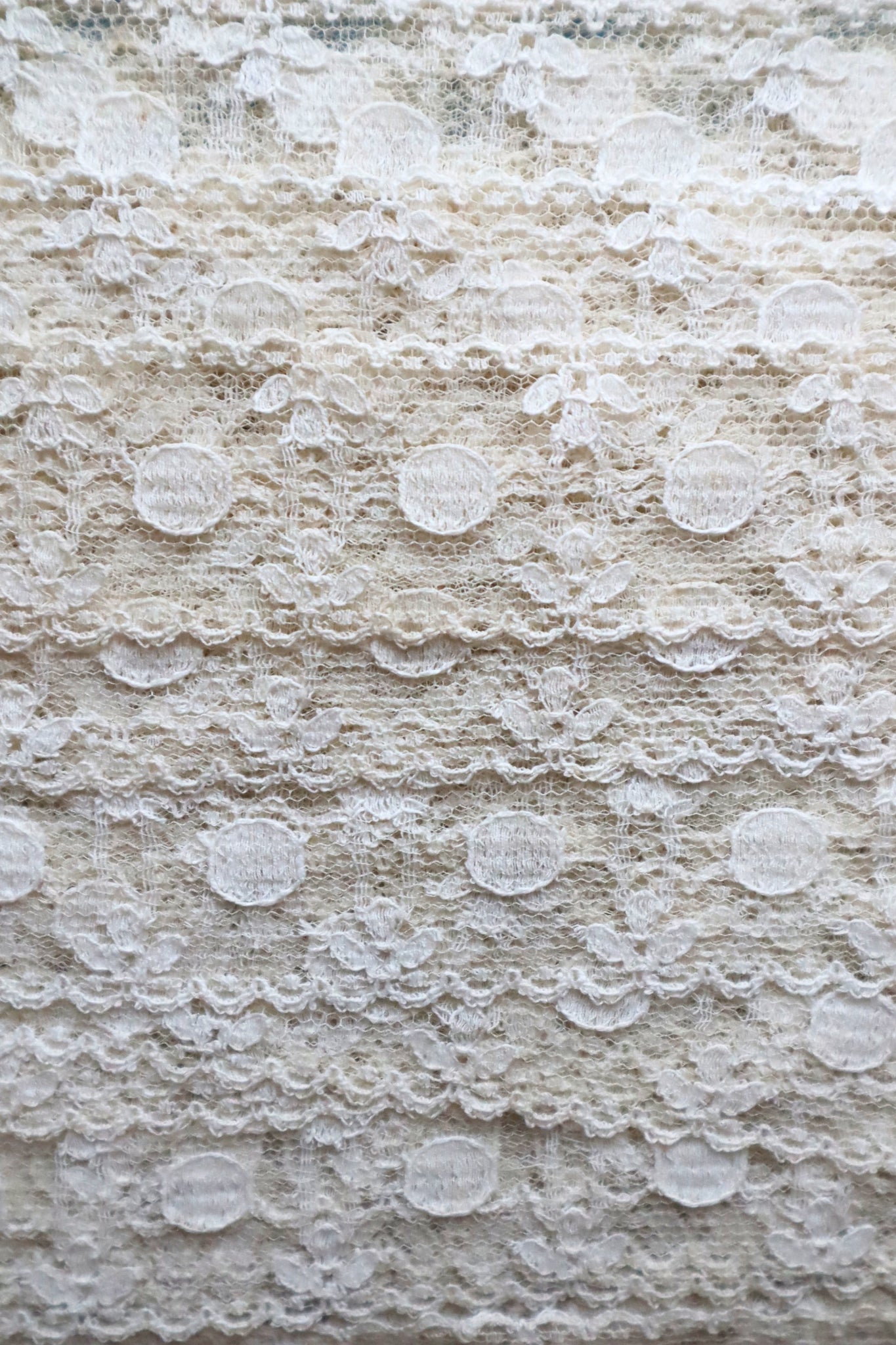 1910s French Cotton Bobbinet Lace Trim with Medalion Motifs