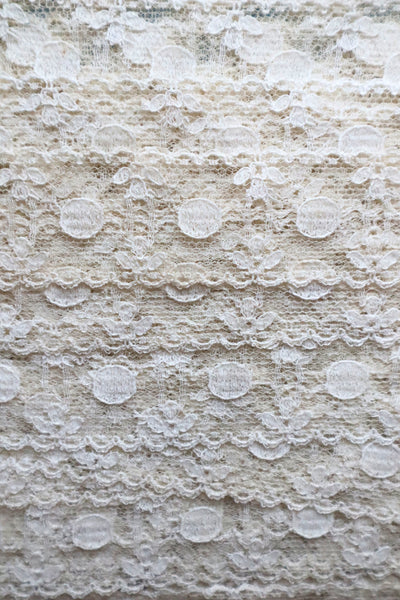 1910s French Cotton Bobbinet Lace Trim with Medalion Motifs