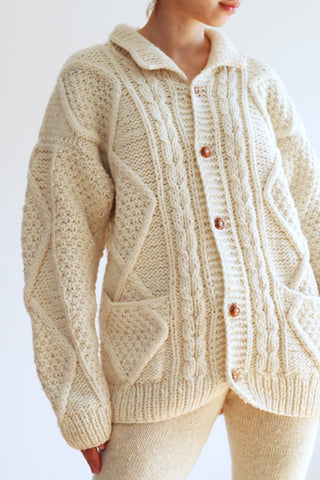 70s Ecuadorian Hand Knit Aran Cardigan