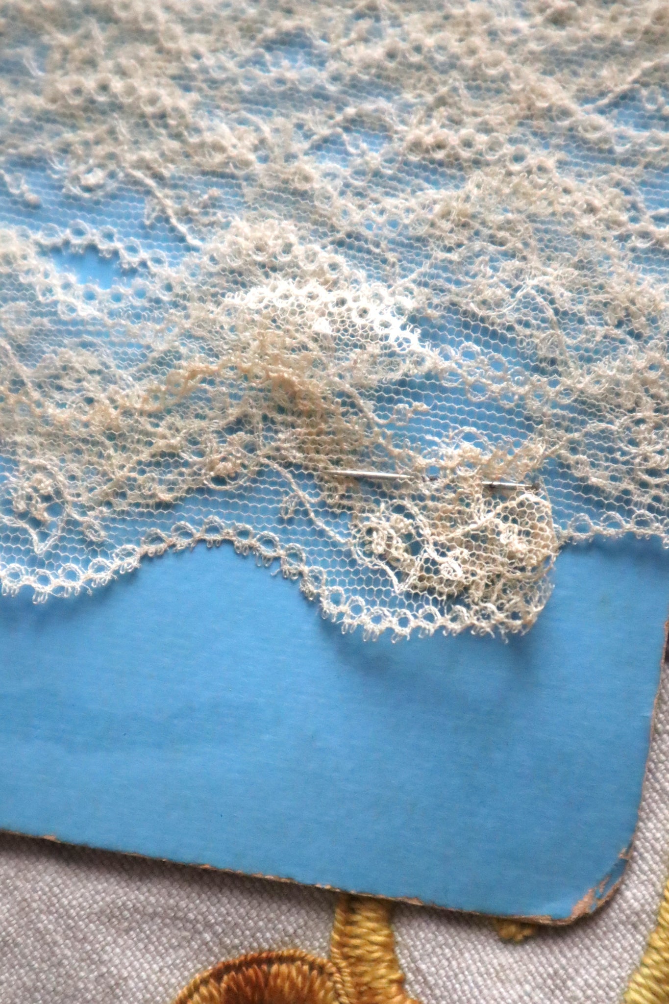 1900s-1910s French Embroidered Hexagon Tulle Lace
