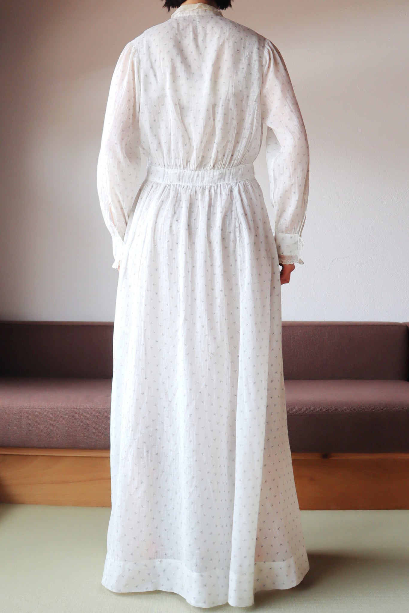 1900s~1910s White Calico Dress