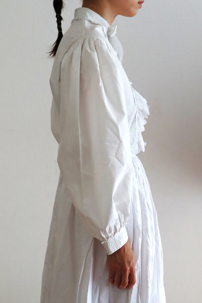 1900s Hand Embroidered Scalloped Lace Blouse with Monogram
