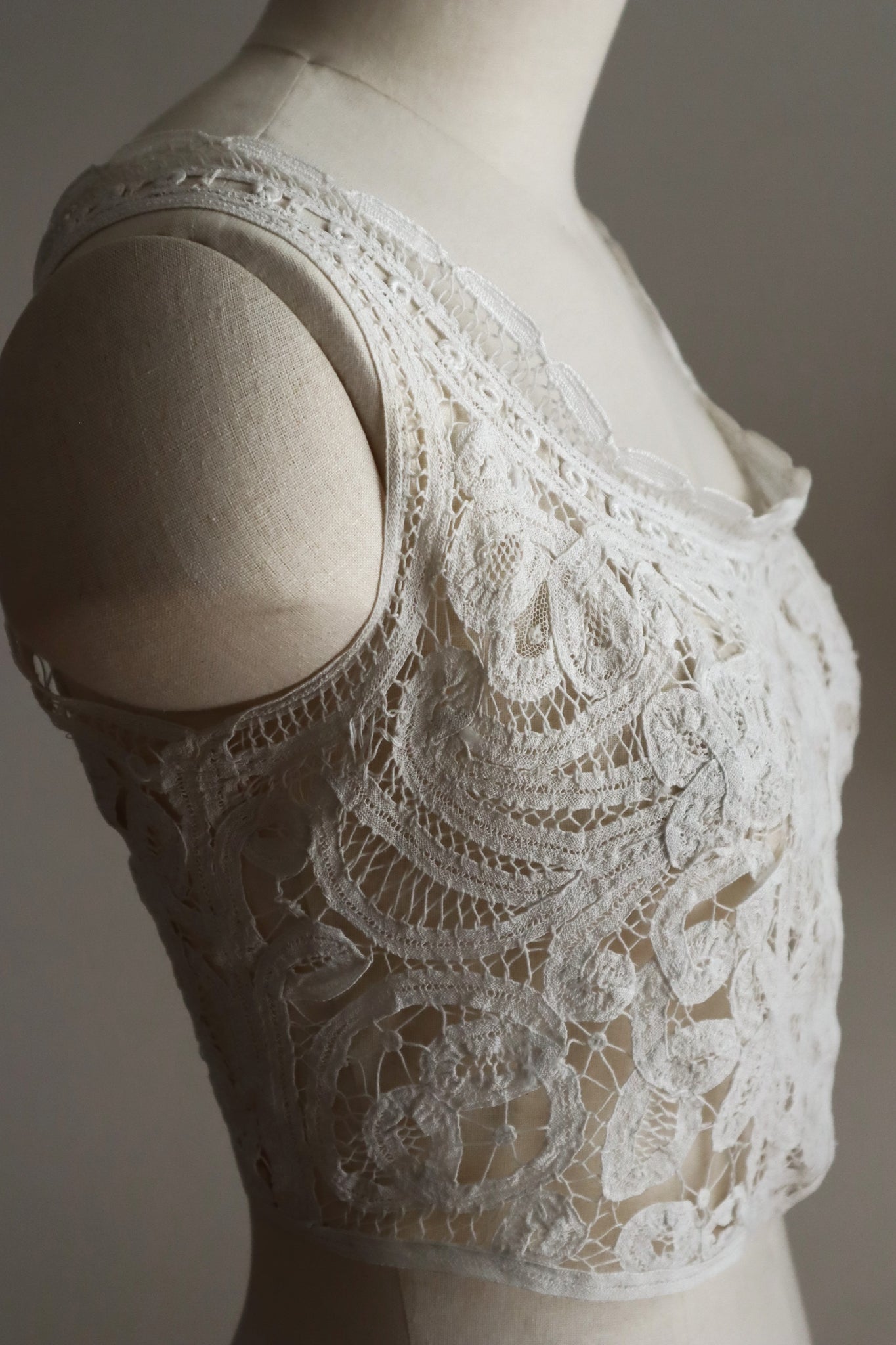 1900s French Batten Lace Corset Cover