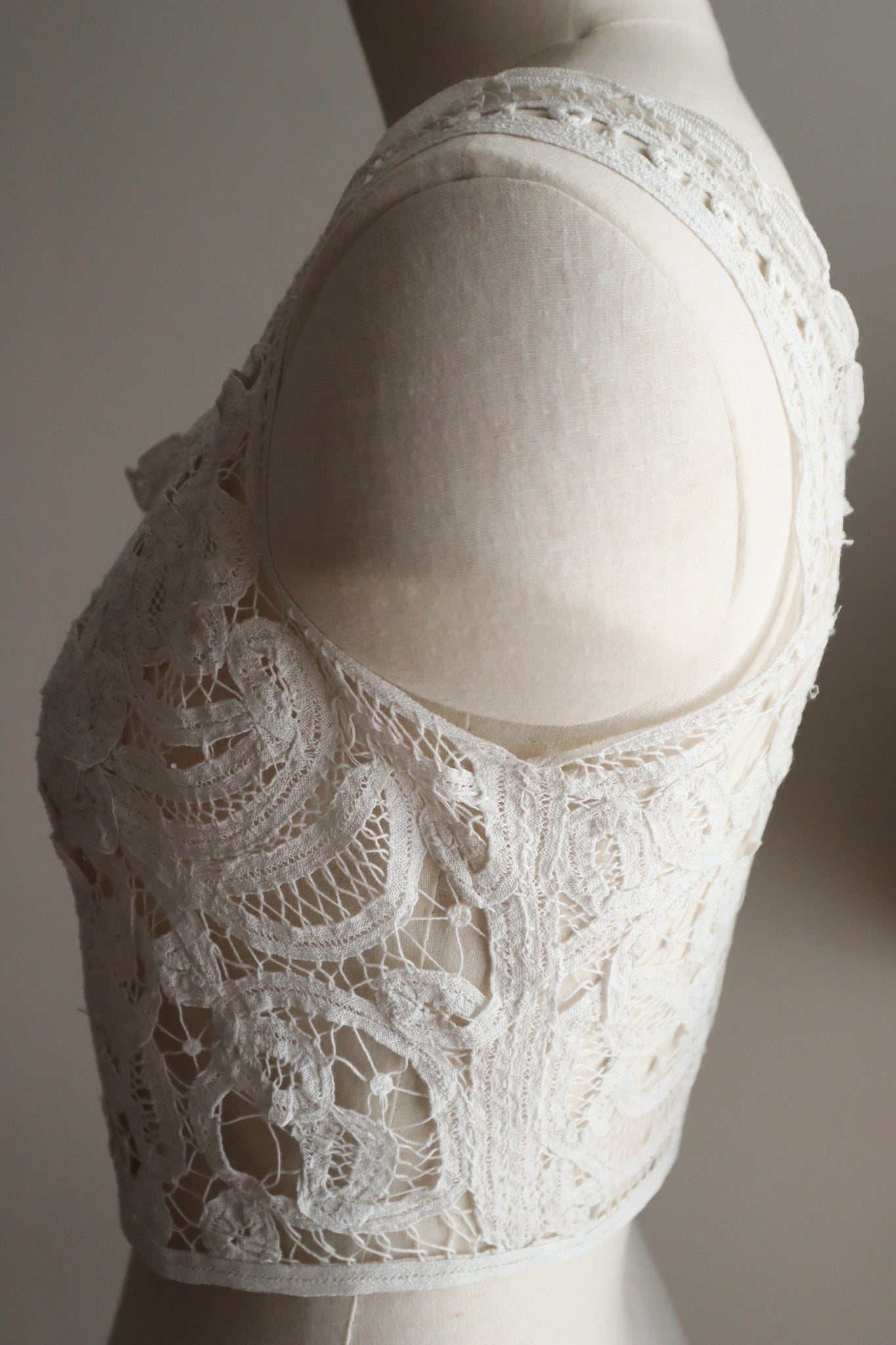 1900s French Batten Lace Corset Cover