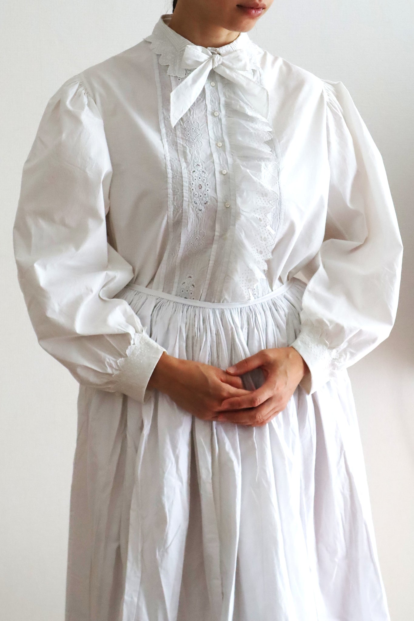 1900s Hand Embroidered Scalloped Lace Blouse with Monogram