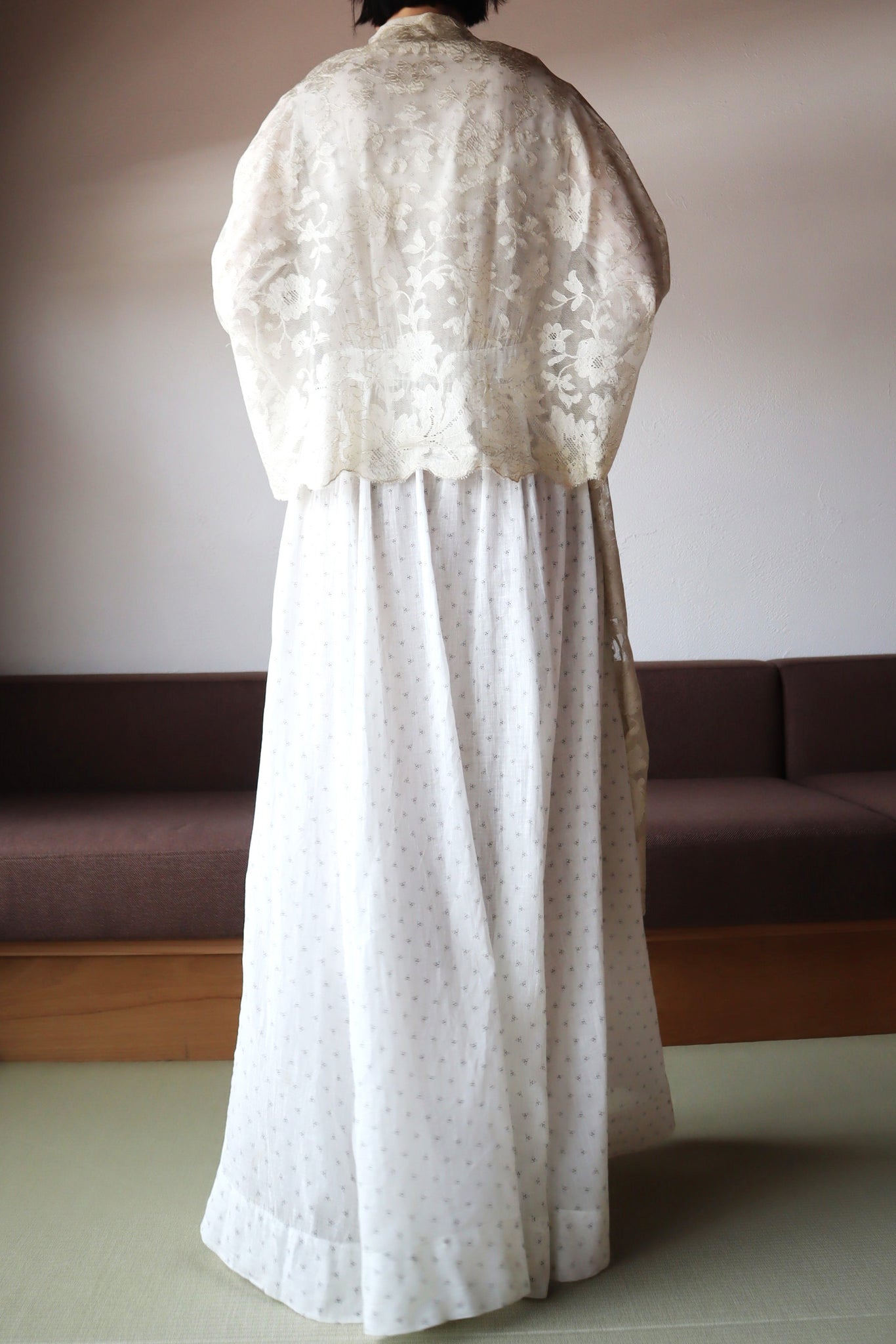 19th Silk Blonde Machine Lace Shawl
