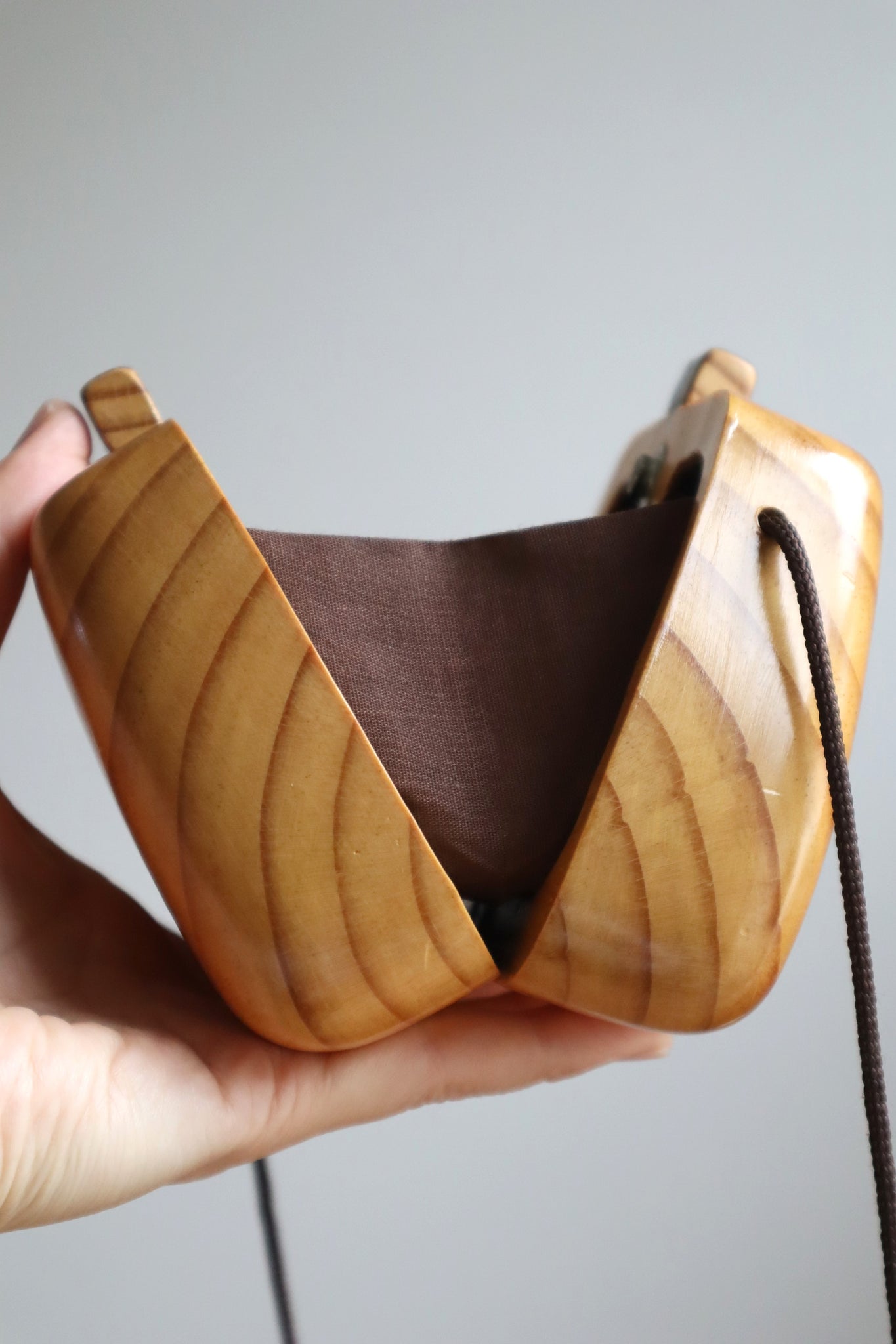 70s Wood Hand Bag