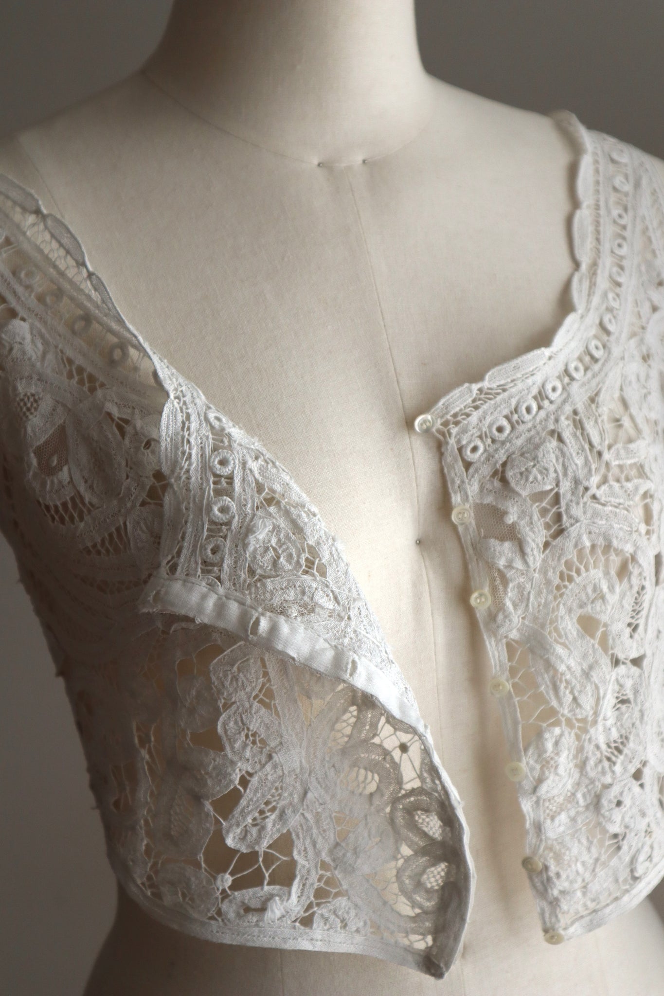 1900s French Batten Lace Corset Cover