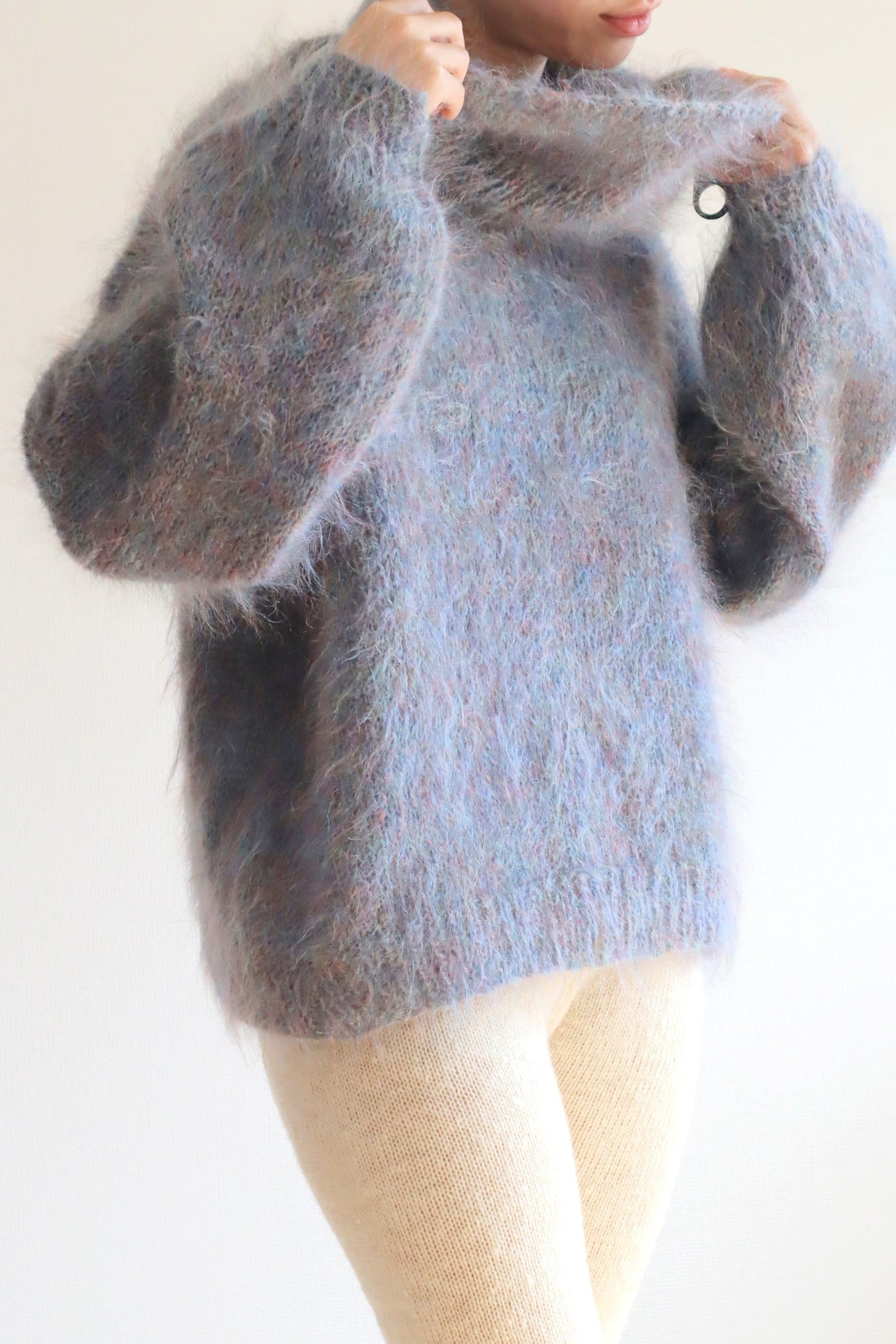80s Beautiful Blue Mohair Sweater