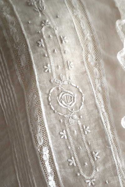 1910s Sheer White Cotton Blouse with Sailor Collar