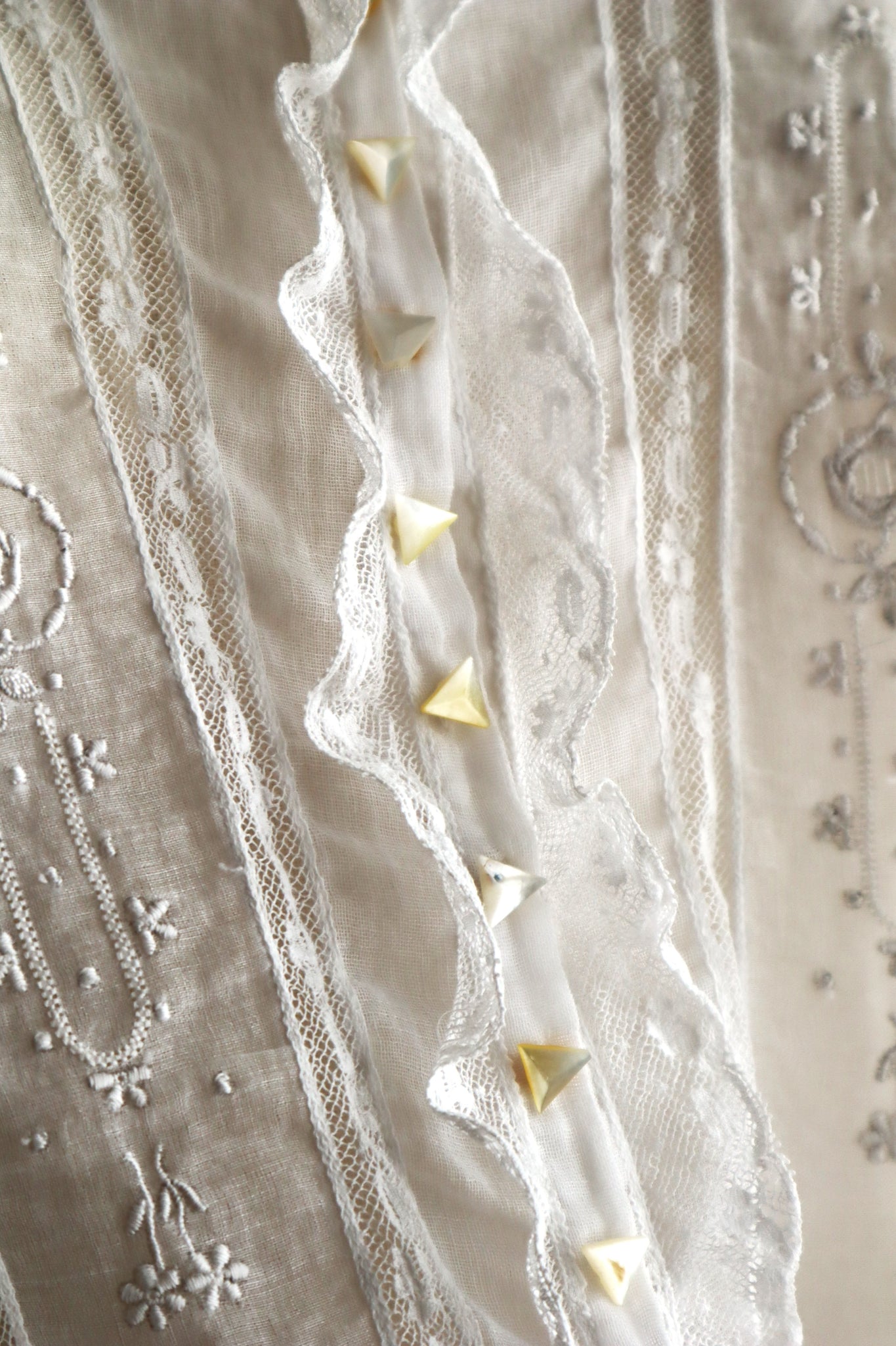 1910s Sheer White Cotton Blouse with Sailor Collar