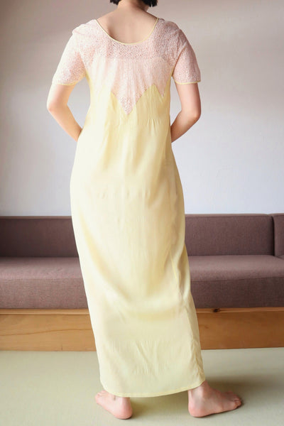 1920s Yellow Silk Slip Dress