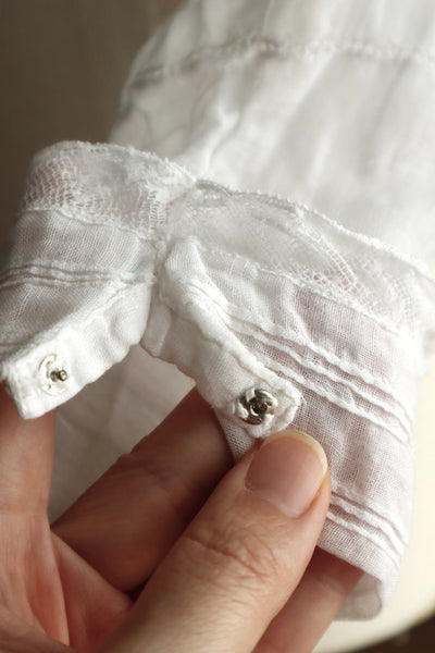 1910s Sheer White Cotton Blouse with Sailor Collar