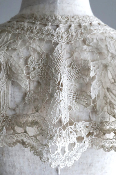 Early 1900s French Edwardian Handmade Needle Lace Collar