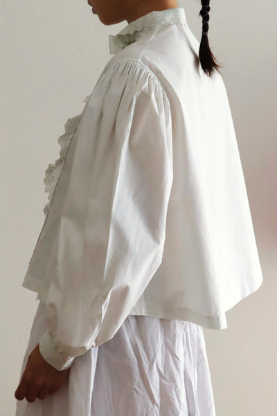 1900s Hand Embroidered Whitework Cotton Blouse with Monogram