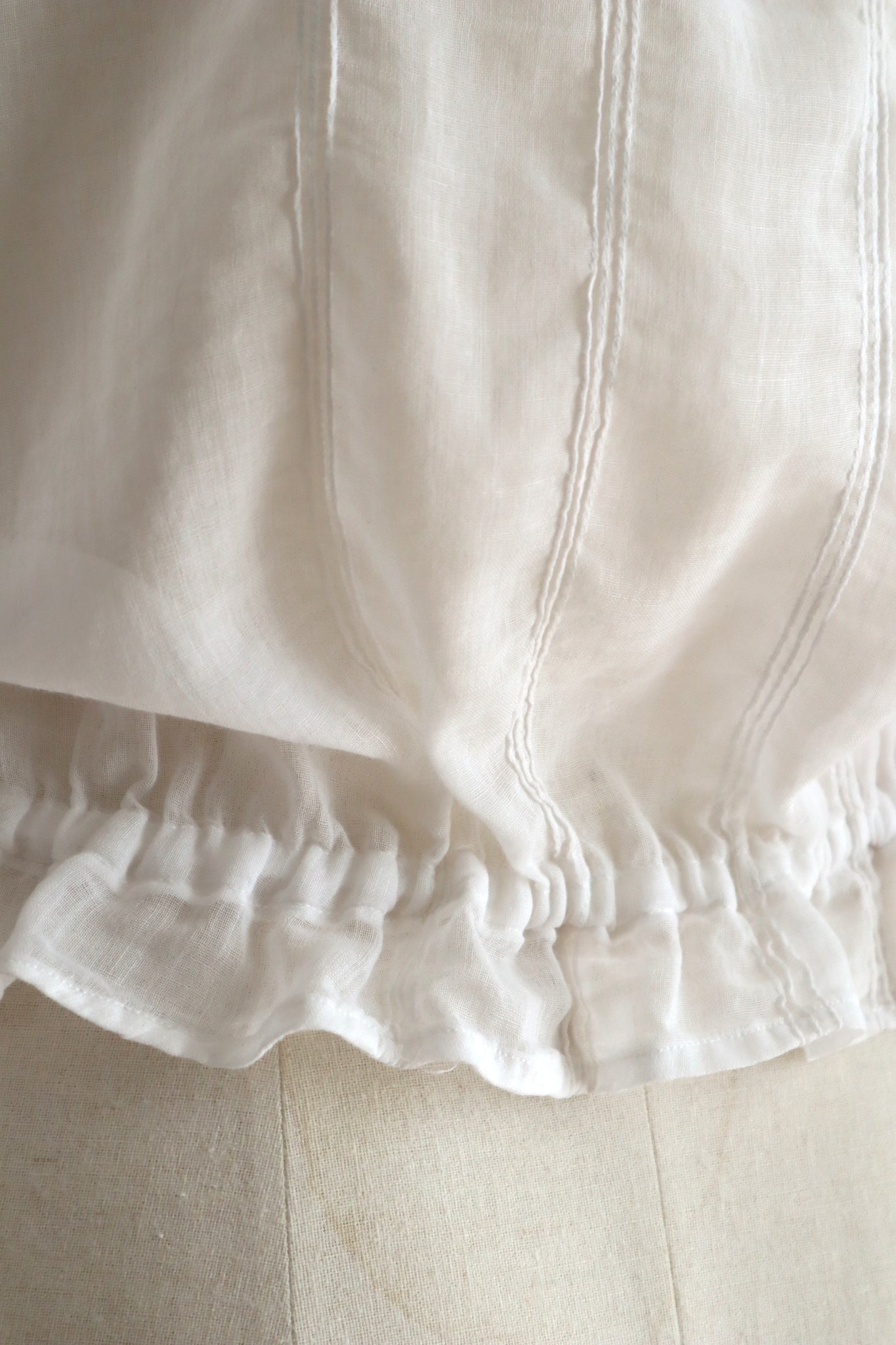 1910s Sheer White Cotton Blouse with Sailor Collar