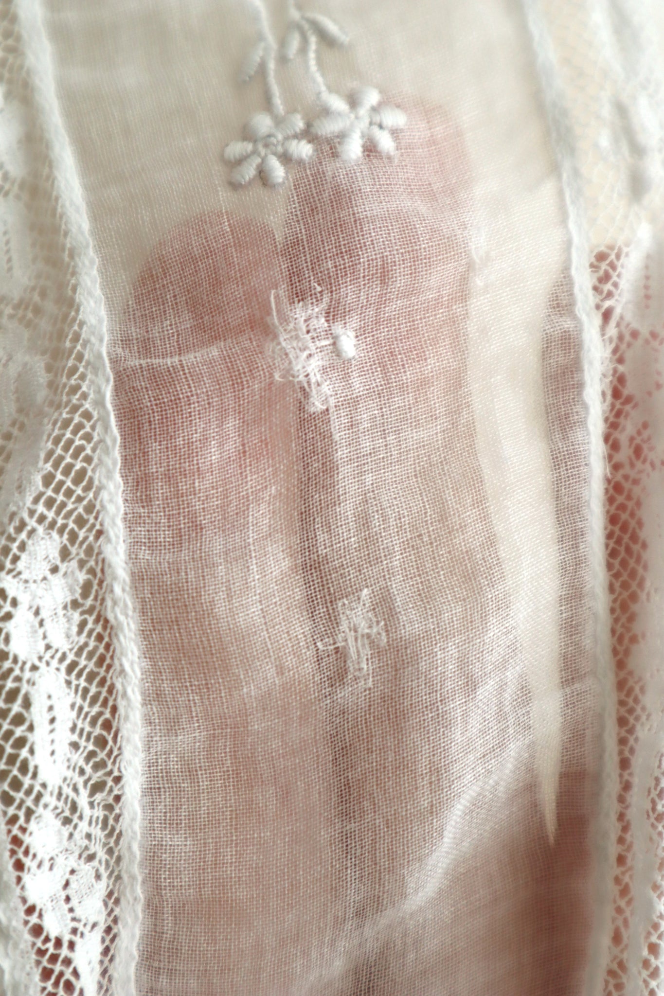 1910s Sheer White Cotton Blouse with Sailor Collar
