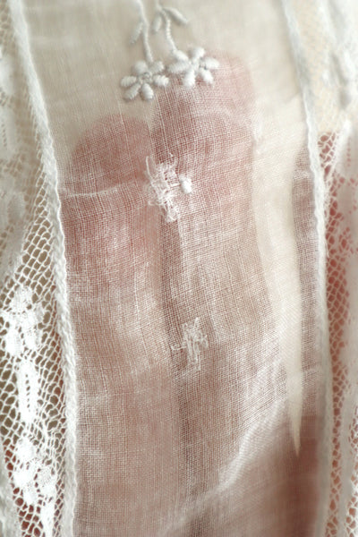 1910s Sheer White Cotton Blouse with Sailor Collar