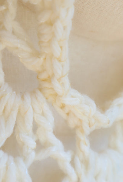 70s Hand Crochet Off White Dress