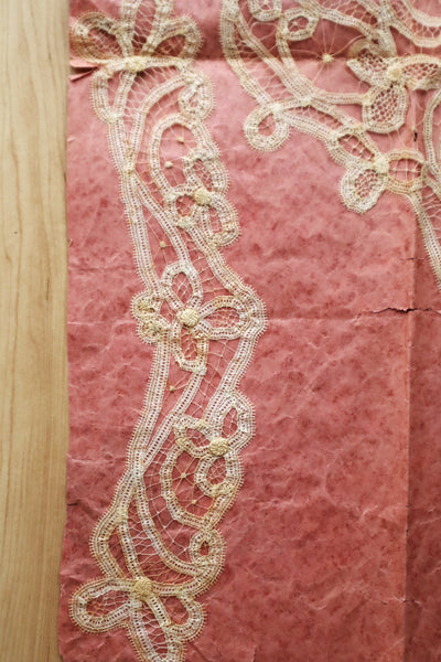 1890s–1900s Handmade Renaissance Tape Lace Collar & Panel on Original Board
