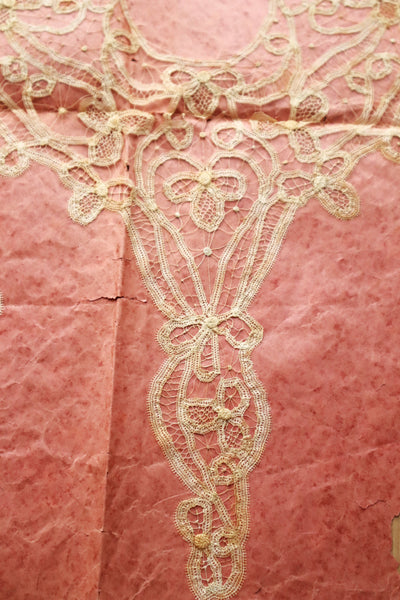1890s–1900s Handmade Renaissance Tape Lace Collar & Panel on Original Board
