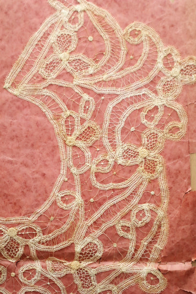 1890s–1900s Handmade Renaissance Tape Lace Collar & Panel on Original Board