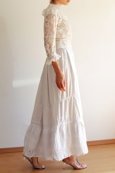 1900s Cut Work Bustle Petticoat Skirt