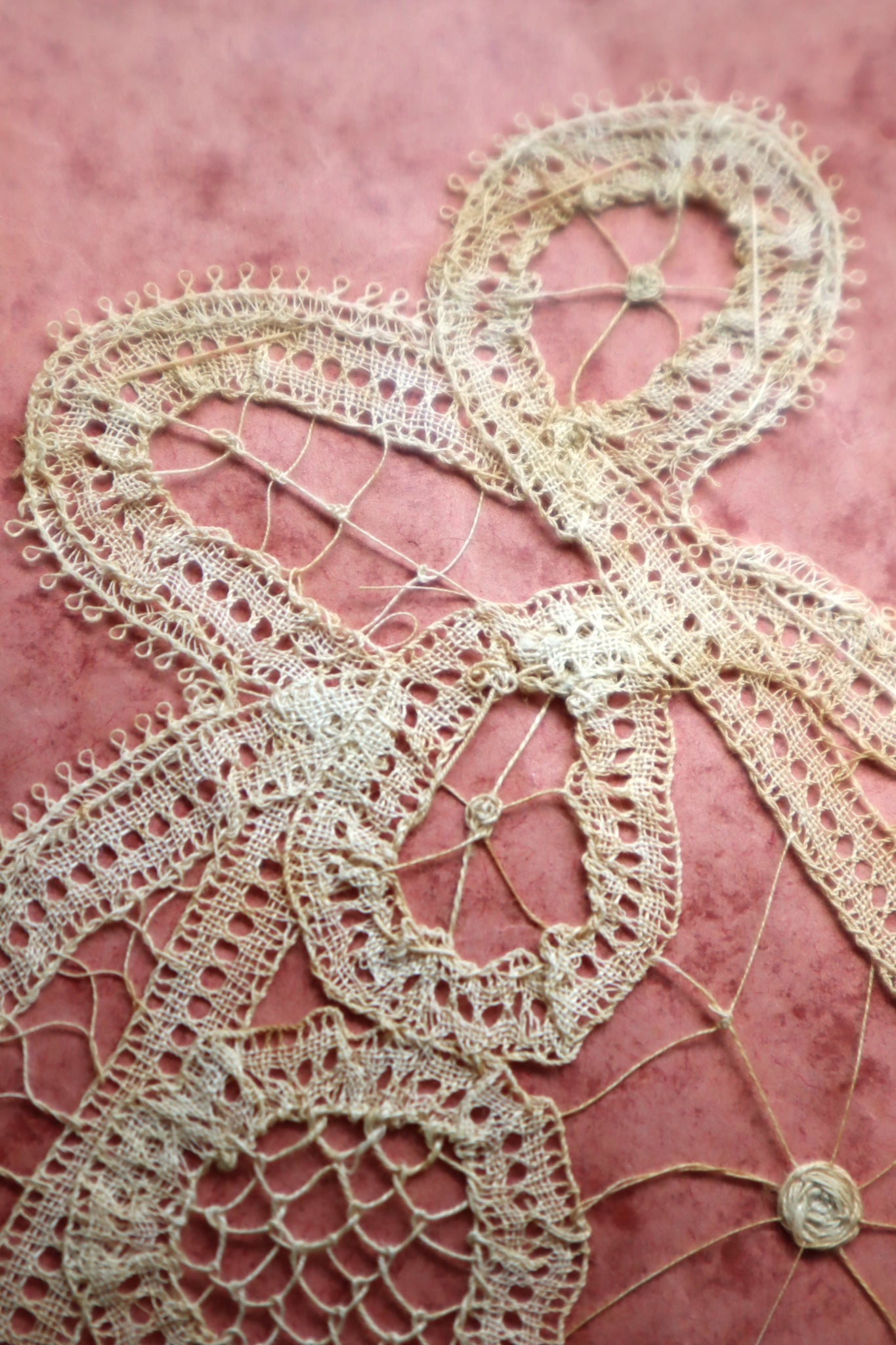 1890s–1900s Handmade Renaissance Tape Lace Collar & Panel on Original Board