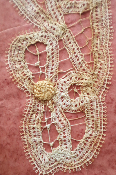 1890s–1900s Handmade Renaissance Tape Lace Collar & Panel on Original Board