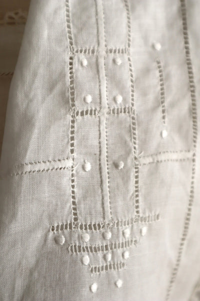 1910s Hand-Sewn White Cotton Drawnwork Sailor Blouse