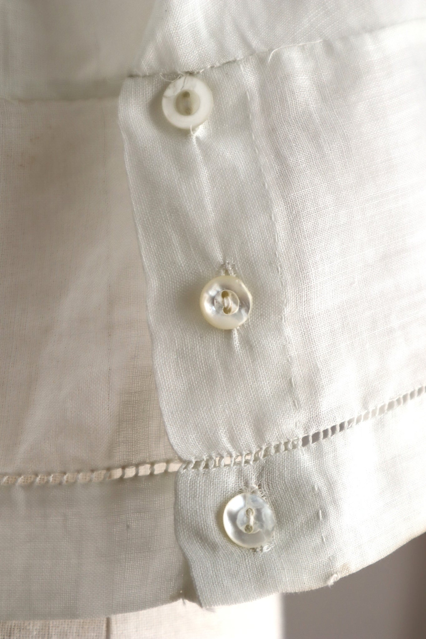 1910s Hand-Sewn White Cotton Drawnwork Sailor Blouse
