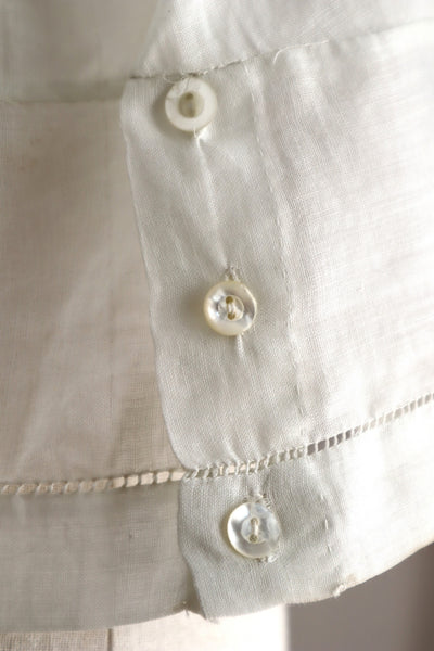 1910s Hand-Sewn White Cotton Drawnwork Sailor Blouse
