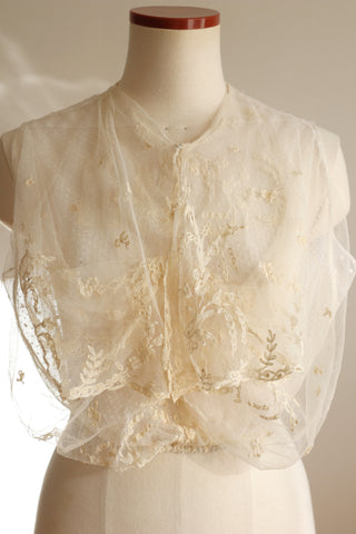 1900s Handmade Brussels Applique Lace Blouse
