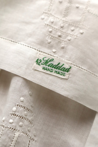 1910s Hand-Sewn White Cotton Drawnwork Sailor Blouse
