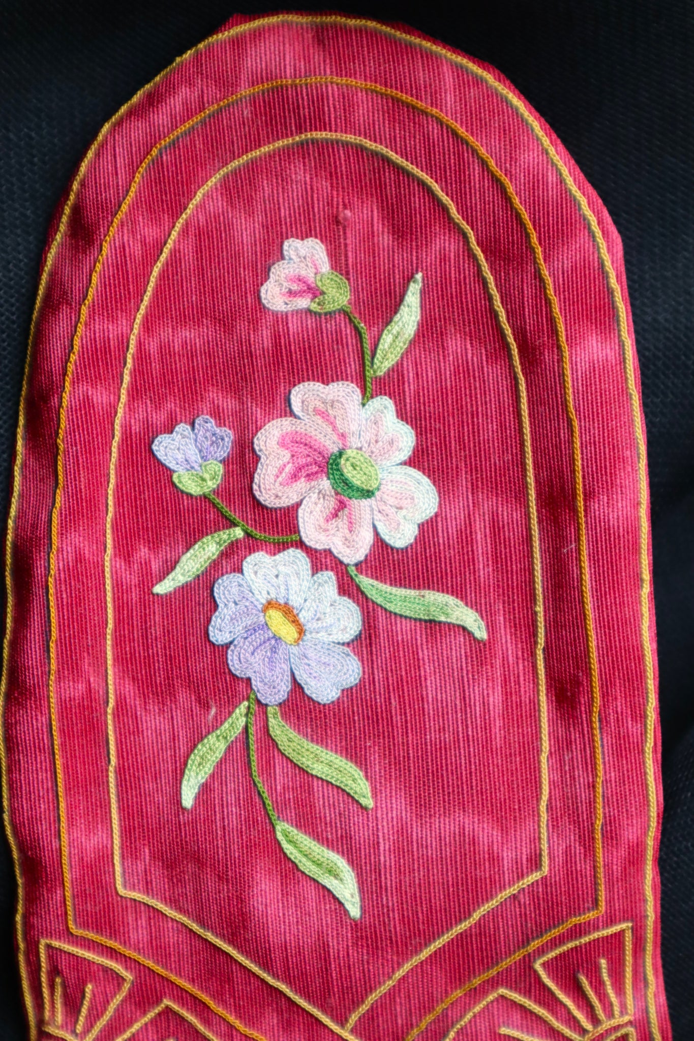 Rare 1890s–1900s French Hand Embroidered Silk Violin Protector