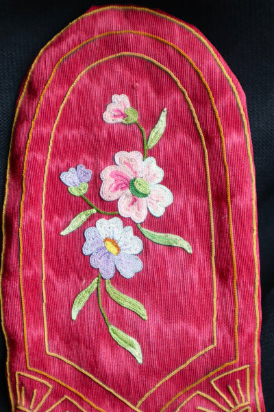 Rare 1890s–1900s French Hand Embroidered Silk Violin Protector