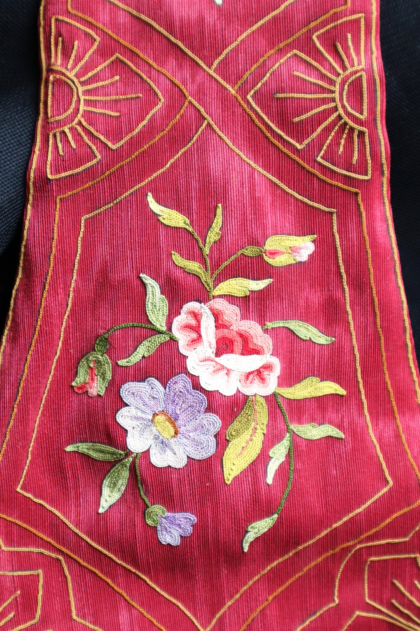 Rare 1890s–1900s French Hand Embroidered Silk Violin Protector