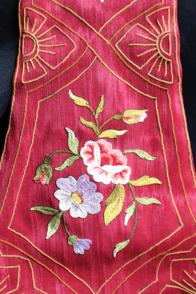 Rare 1890s–1900s French Hand Embroidered Silk Violin Protector