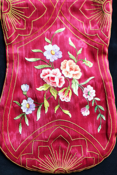 Rare 1890s–1900s French Hand Embroidered Silk Violin Protector