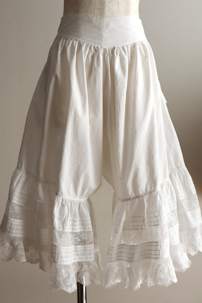 1890s White Cotton Valenciennes Lace Drawers