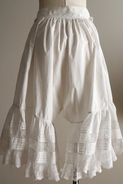 1890s White Cotton Valenciennes Lace Drawers