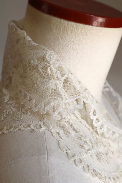 1880s–1900s Victorian Brussels Appliqué Lace Fall Cap