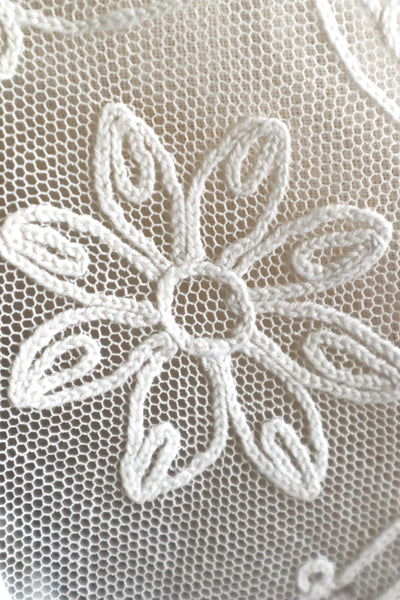 1920s French Tambour Embroidered Cotton Tulle Cape Collar