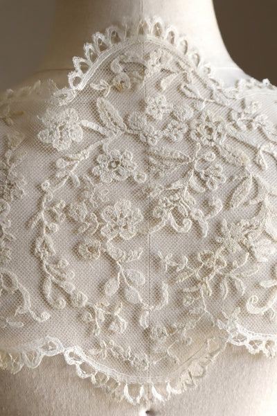 1880s–1900s Victorian Brussels Appliqué Lace Fall Cap