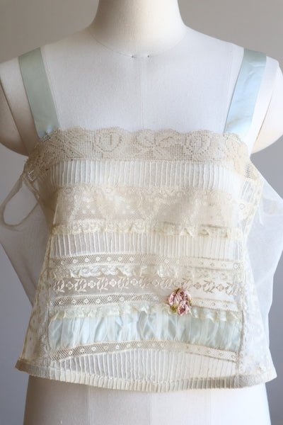 1910s~1920s Blue Silk Ribbon All Lace Camisole