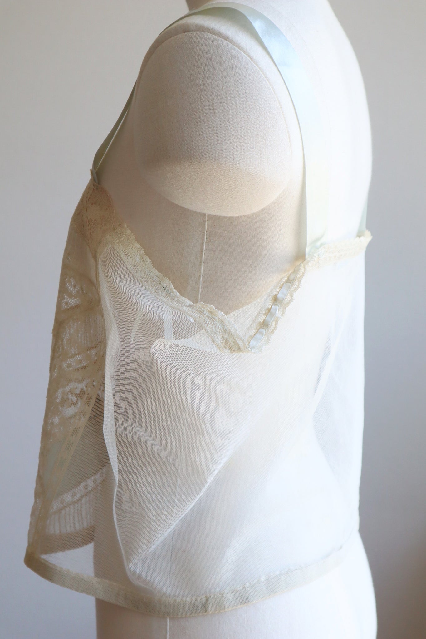 1910s~1920s Blue Silk Ribbon All Lace Camisole