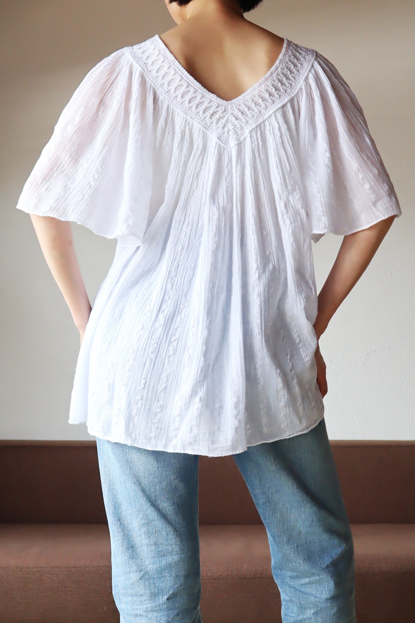 70s White Cotton Gauze Blouse
